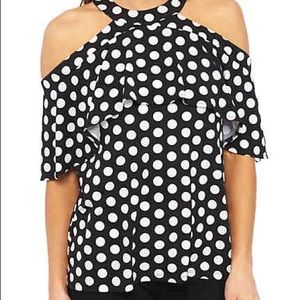 NWT Michael Kors Off Shoulder Polka Dot Top